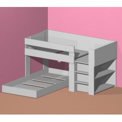 Low Loft bed with transverse lower bed